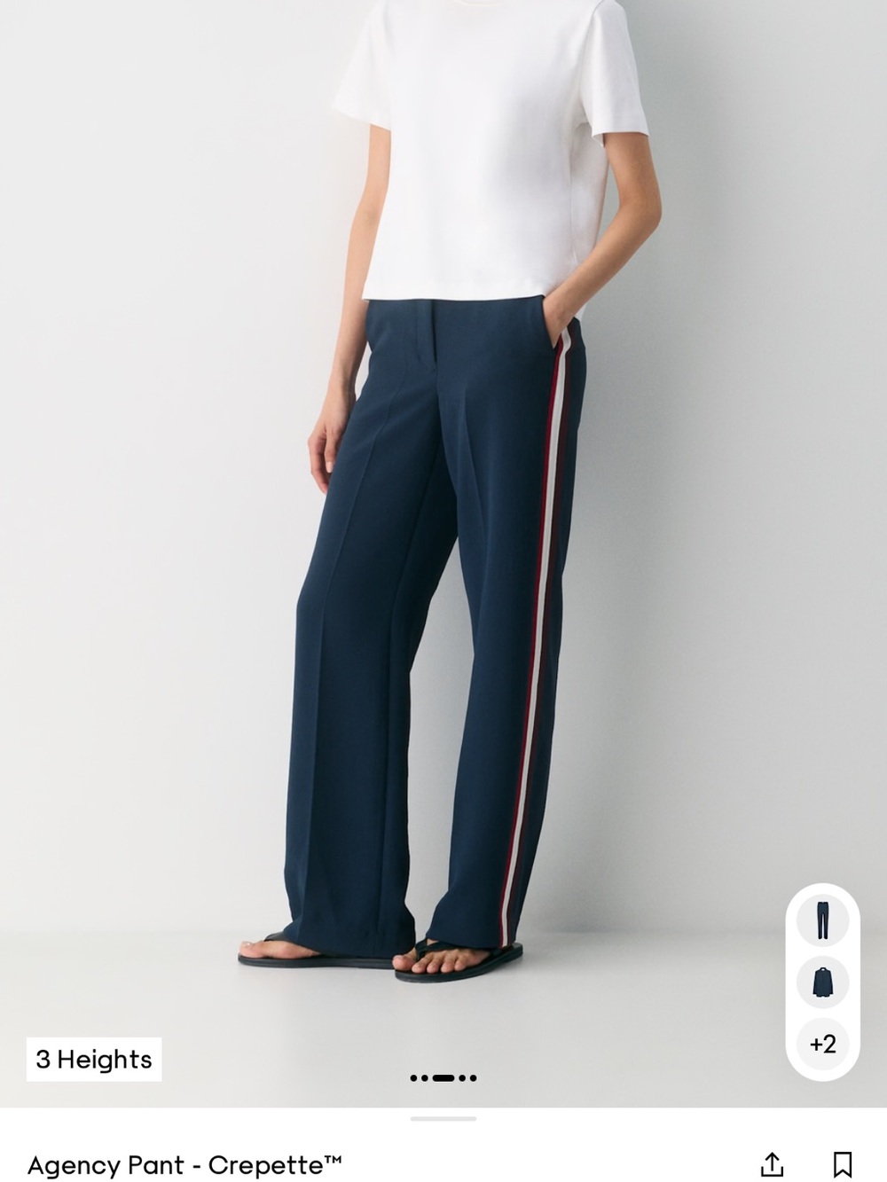 Aritzia Navy Wide-Leg Pants with Red and White Side Stripe